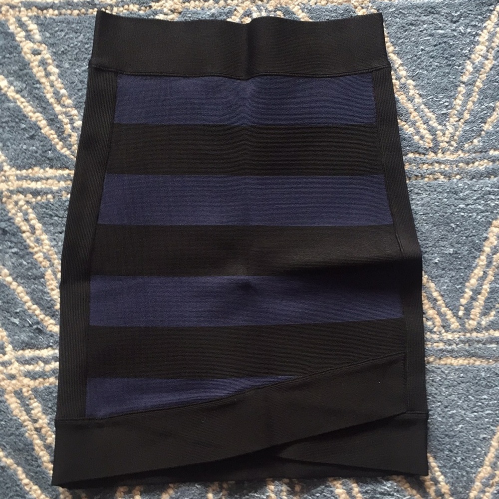 Black and Blue Stripe BCBG MaxAzria Bandage Skirt